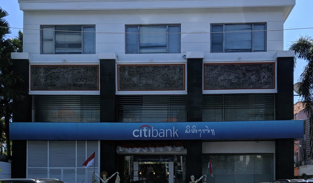 Balinese script on Citibank sign